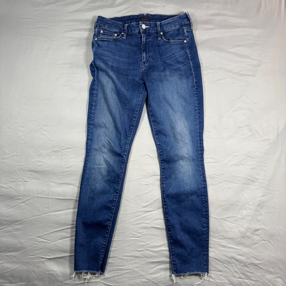 Mother The Looker Ankle Fray Jeans Fast Times Wash Blue Contemporary Sz 27 USA - Picture 2 of 11